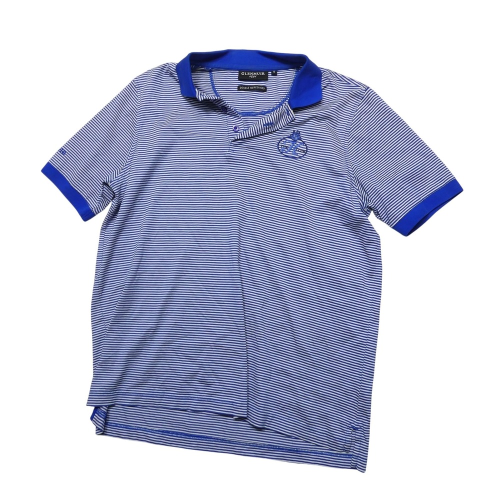 Glenmuir 1891 Polo Shirt Mens Small Blue Stripe K Club Golf Double Mercerised